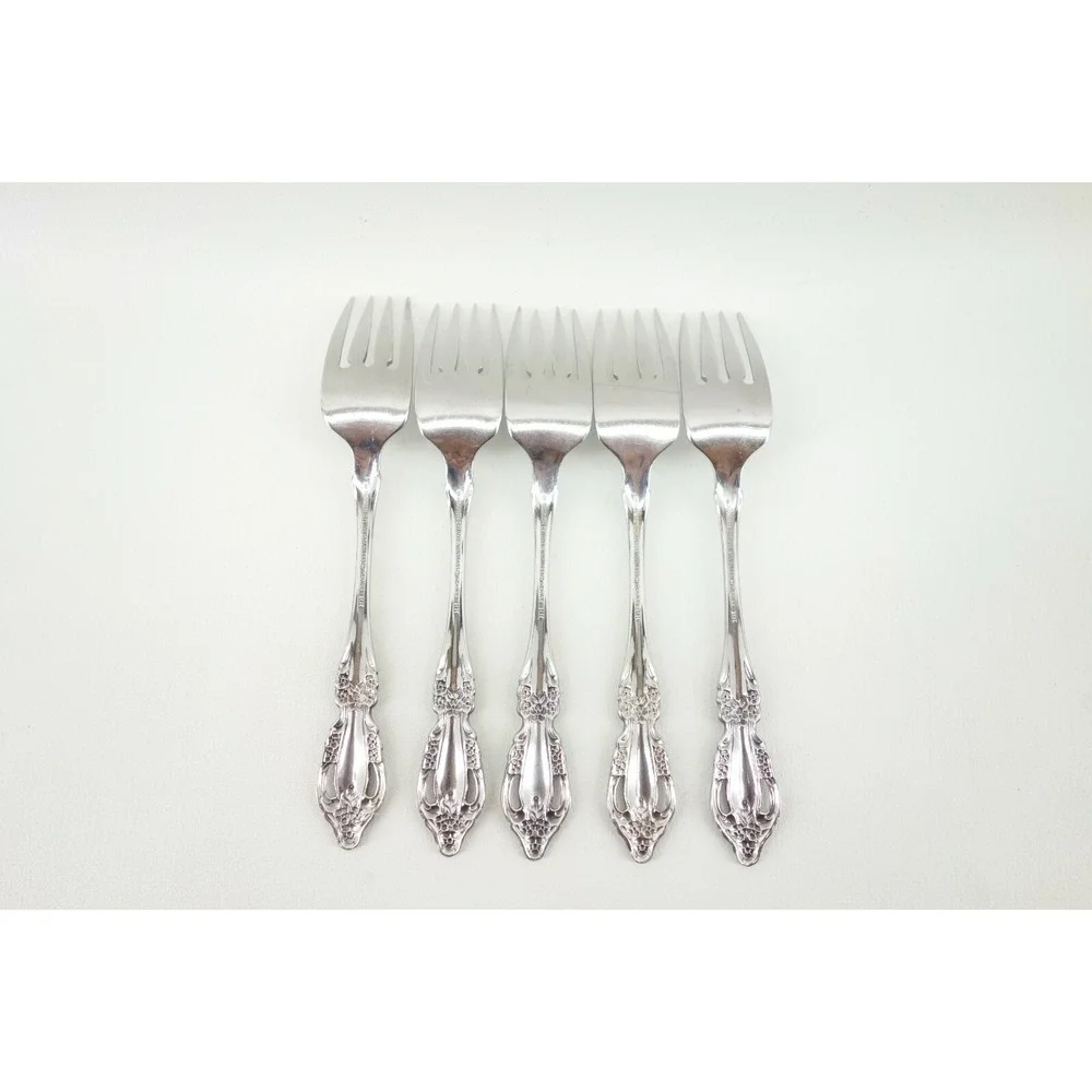 5 - Oneida Distinction Deluxe RAPHAEL Glossy Stainless‎ Flatware SALAD FORKS